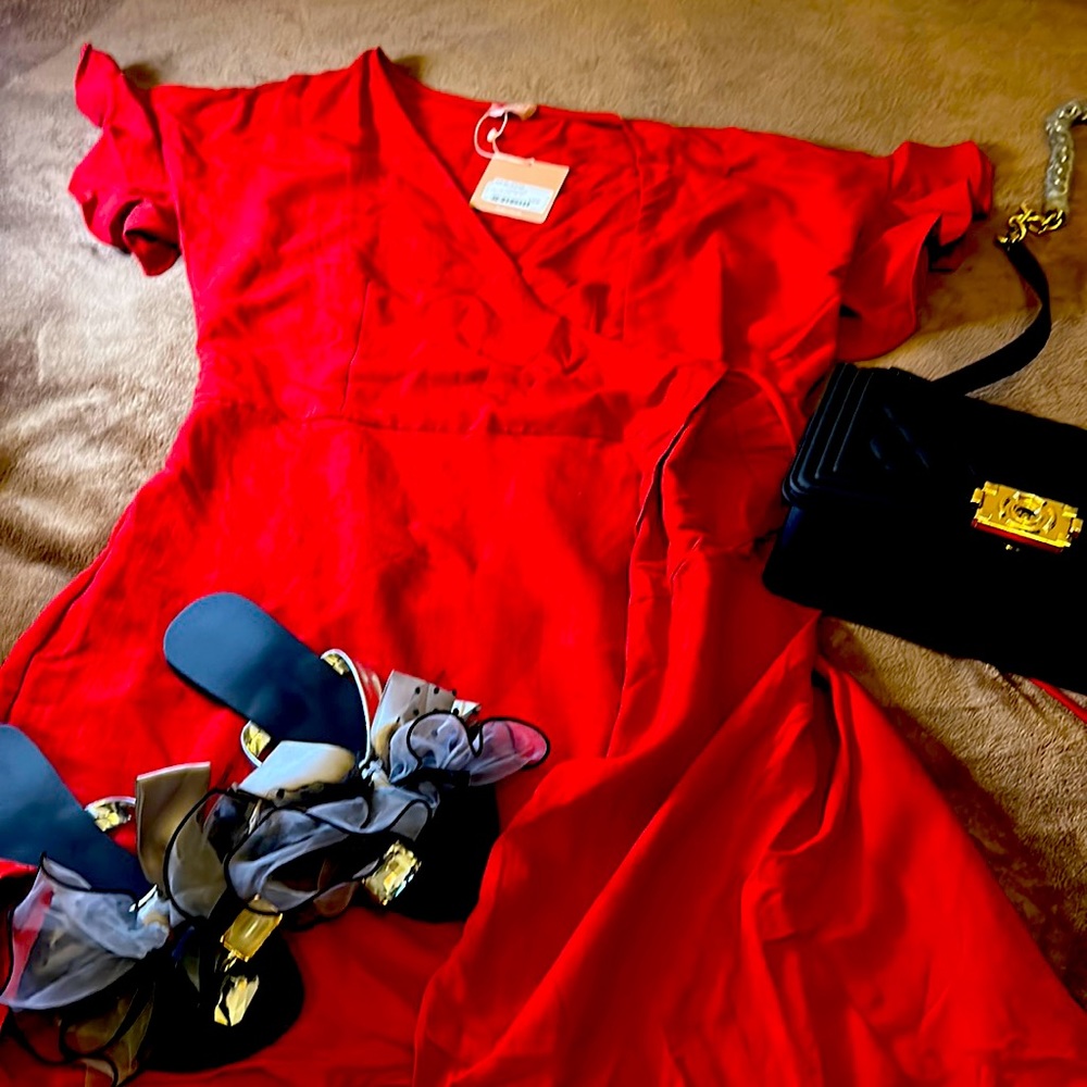 Summer time red mini dress by:le’Rumi
